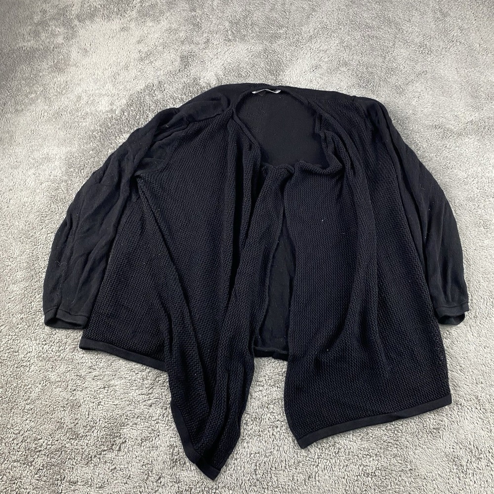 August Silk Open Front Cardigan Womens Small Black